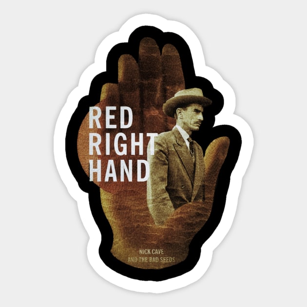 Red right hand Sticker by brown fox